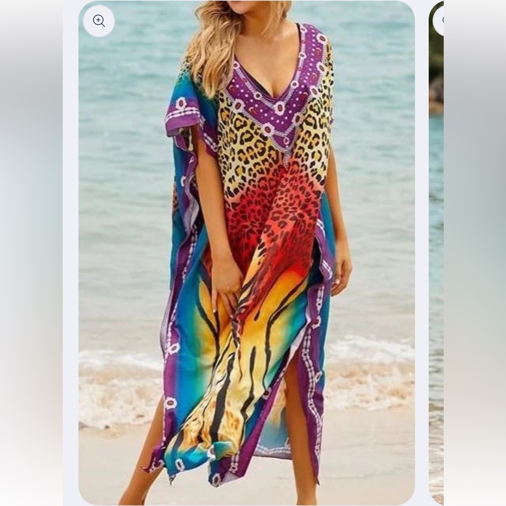 Vibrant Animal Print Caftan Dress